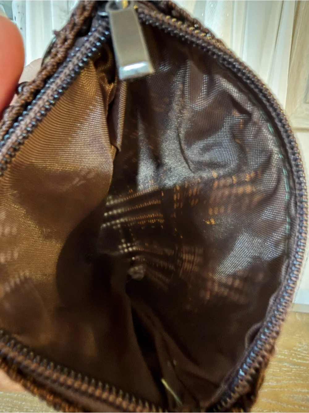 Handmade Brown & Cream Floral Bead Crossbody Bag
